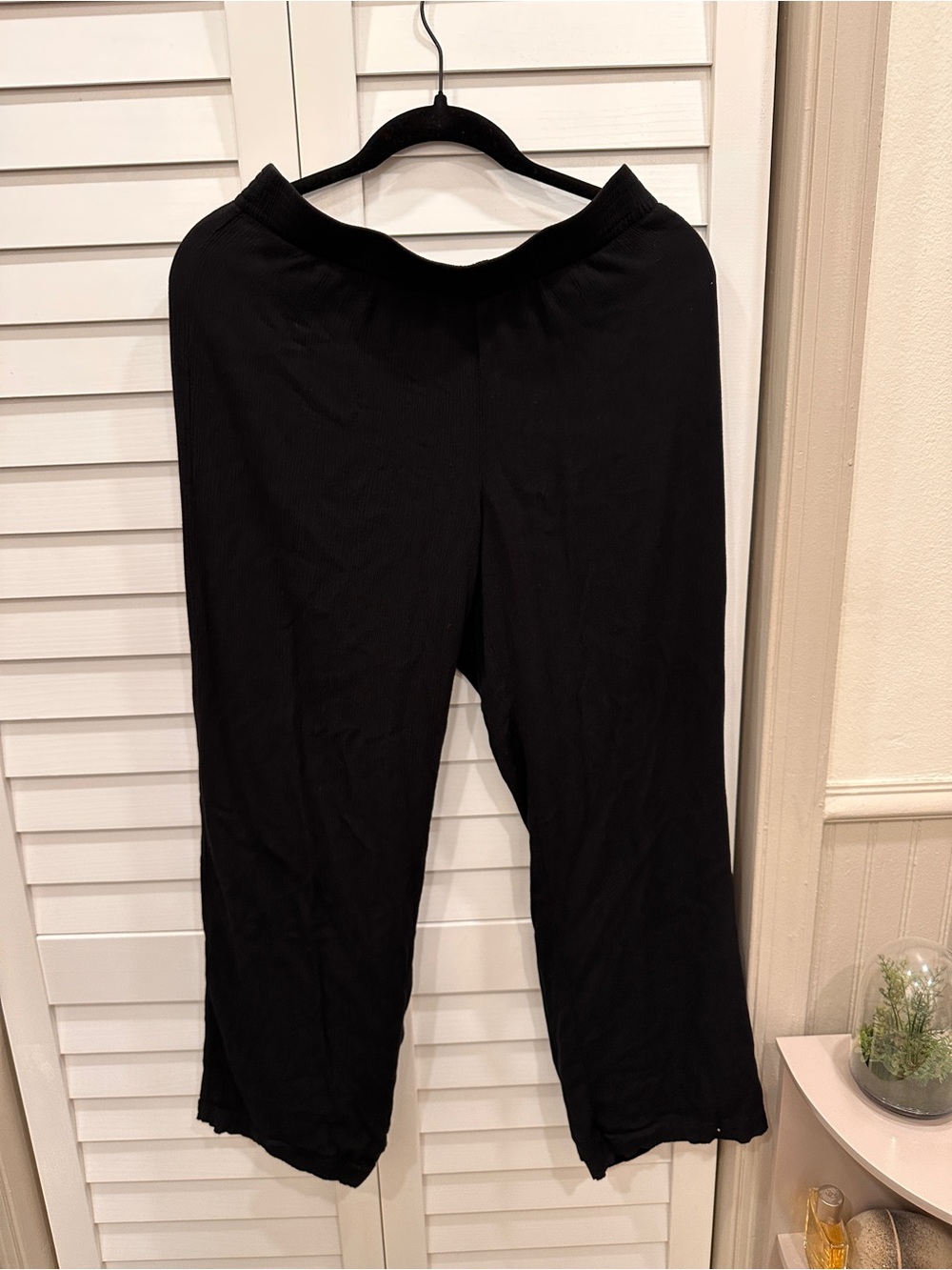 Babaton Black Wide-Leg Ribbed Knit Pants Aritzia